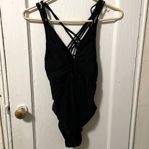 Zaful one piece strappy black swimsuit